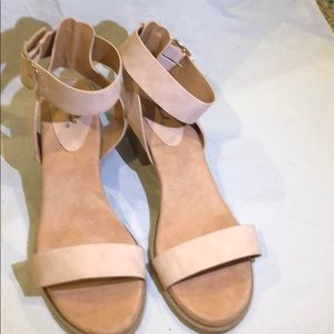 Size 10, Qupid ankle strap heels, blush color